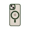 Husa iPhone 13, Premium MagSafe, Butoane Metalice, Spate Transparent, Rama Verde